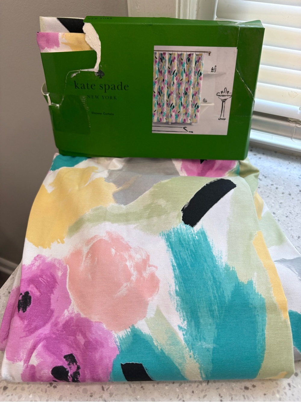 NEW Kate Spade New York Paintball Floral Shower Curtain
